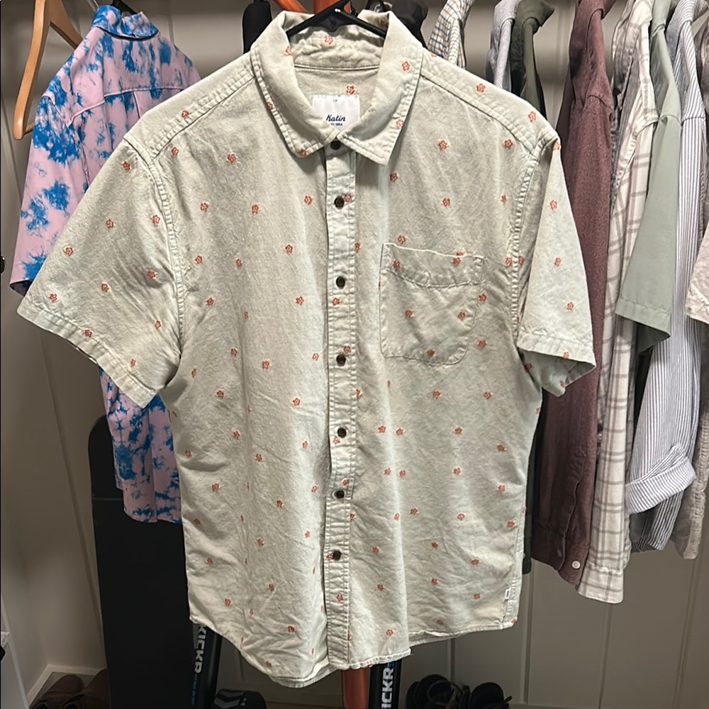 Katin Men's Light Green Floral Button-Down Shirt